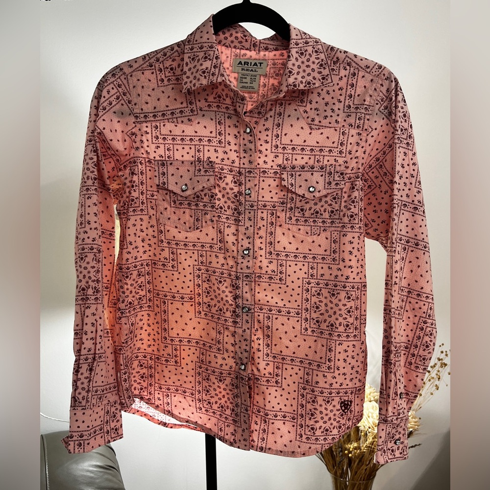 Ariat Girls Rhinestone Snap Button Down Shirt